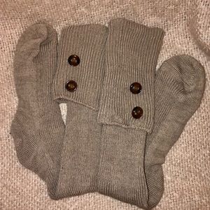Thigh high socks boot socks taupe tan with buttons